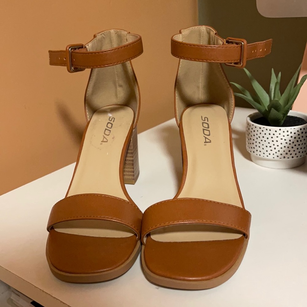 Womens Open Toe Chunky Heel Ankle Strap Block High Heel Dress Sandals